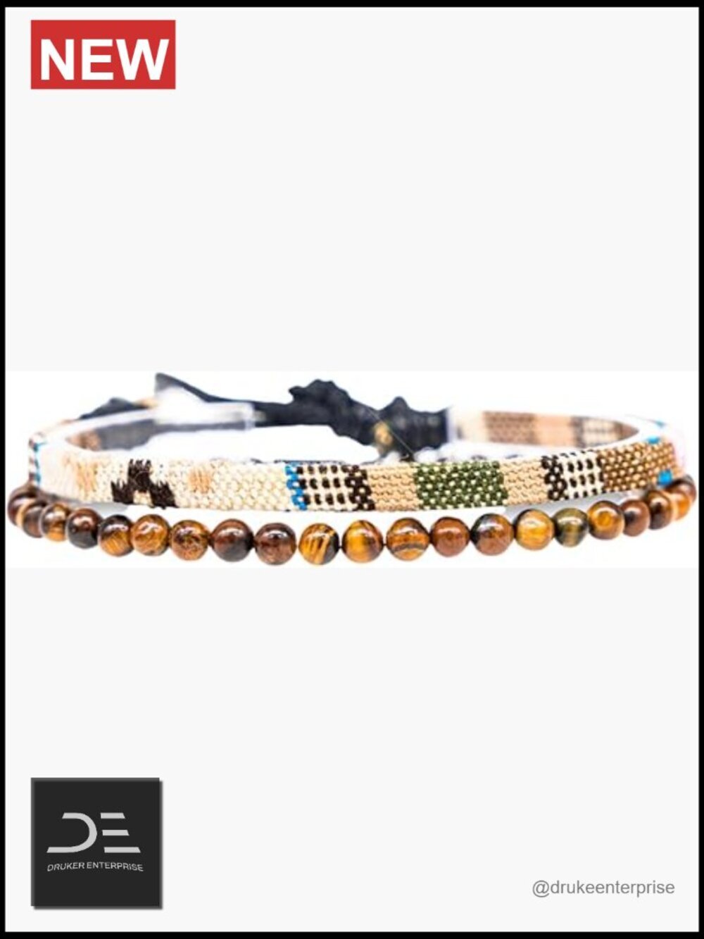 Handmade Boho Adjustable Waterproof Surfer Bracelet Set of 2 Beaded & Braided
